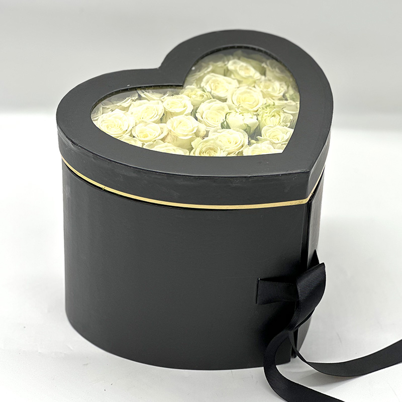 Heart Shape Bouquet - White Spread Roses