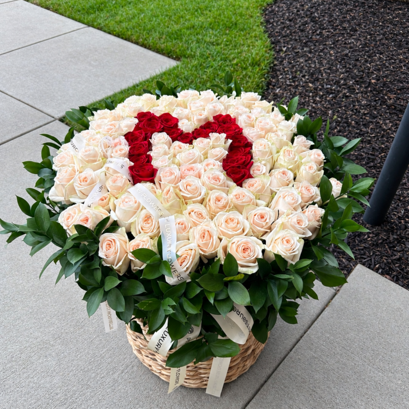 Giant Custom Letter Rose basket (120 premium roses)