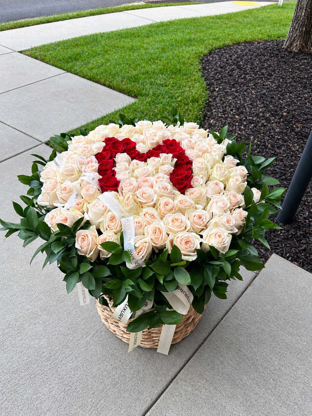 Giant Custom Letter Rose basket (120 premium roses)